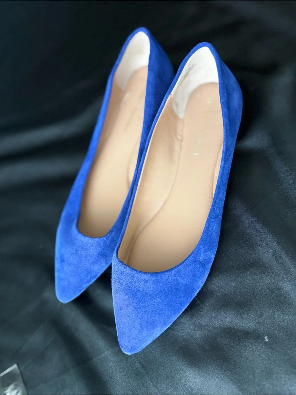 Audrey Brooke Electric Blue Pointed Toe Suede Flats